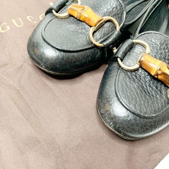 Gucci Classic Vintage Bamboo Horse Bit Black Leather Loafer Flats Women’s Size 7 - Picture 12 of 12